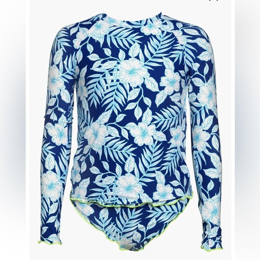 Hobie Girls Floral Rash Guard Bikini Set Size 16 NWT